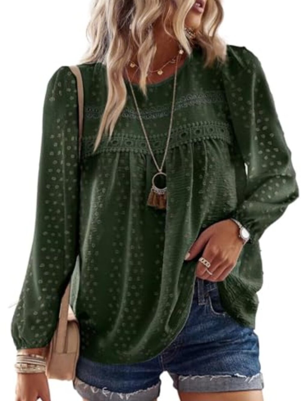 🆕 Boho Tops for Women Long Sleeve Shirts Crewneck Flowy Womens Blouses Dressy